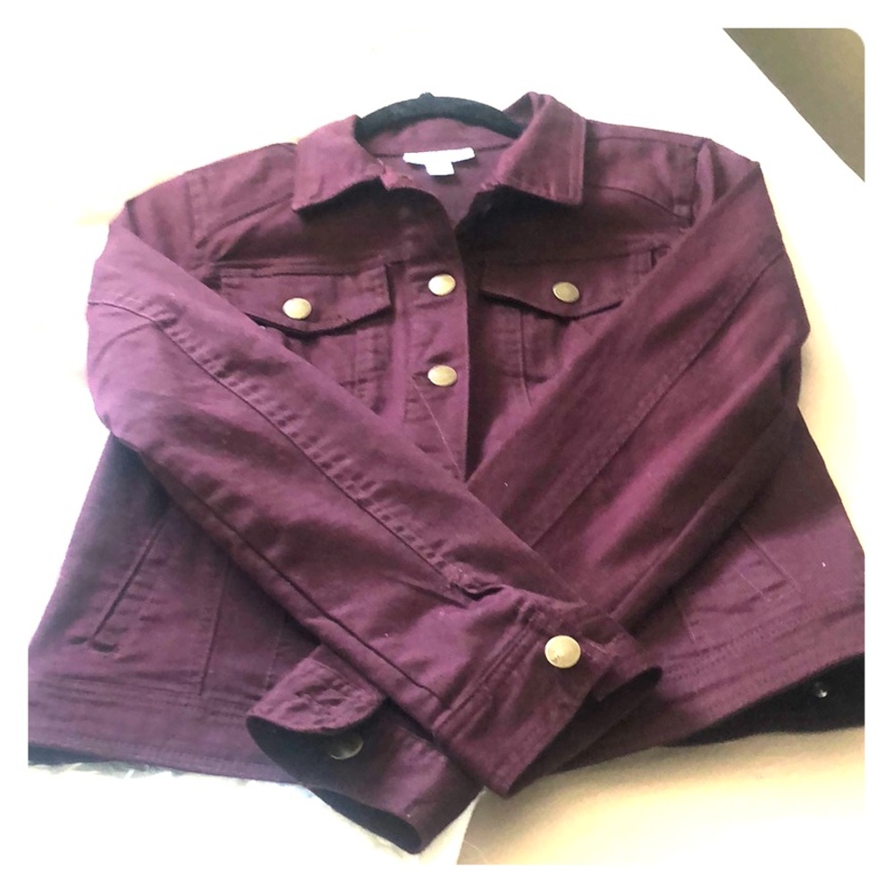 Burgundy denim jacket